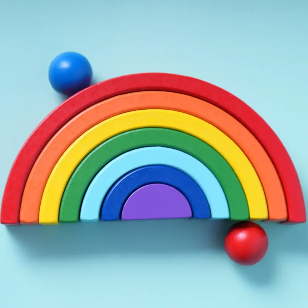 Handmade Wooden Rainbow Stacker – Montessori Open-Ended Toy
