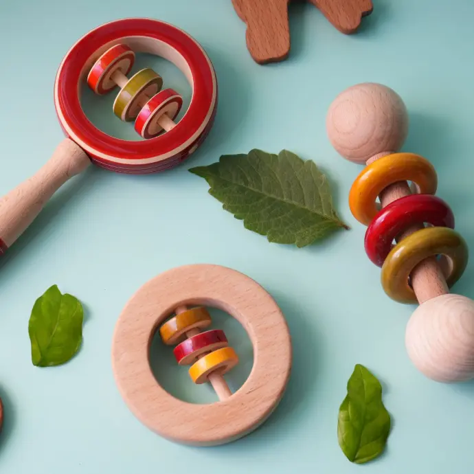 Premium Wooden Rattles - Combo of 3 