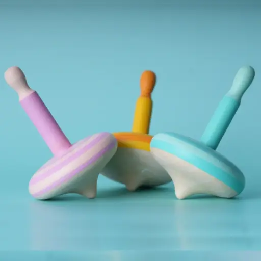 Handcrafted Wooden Spinning Tops – Combo of 3